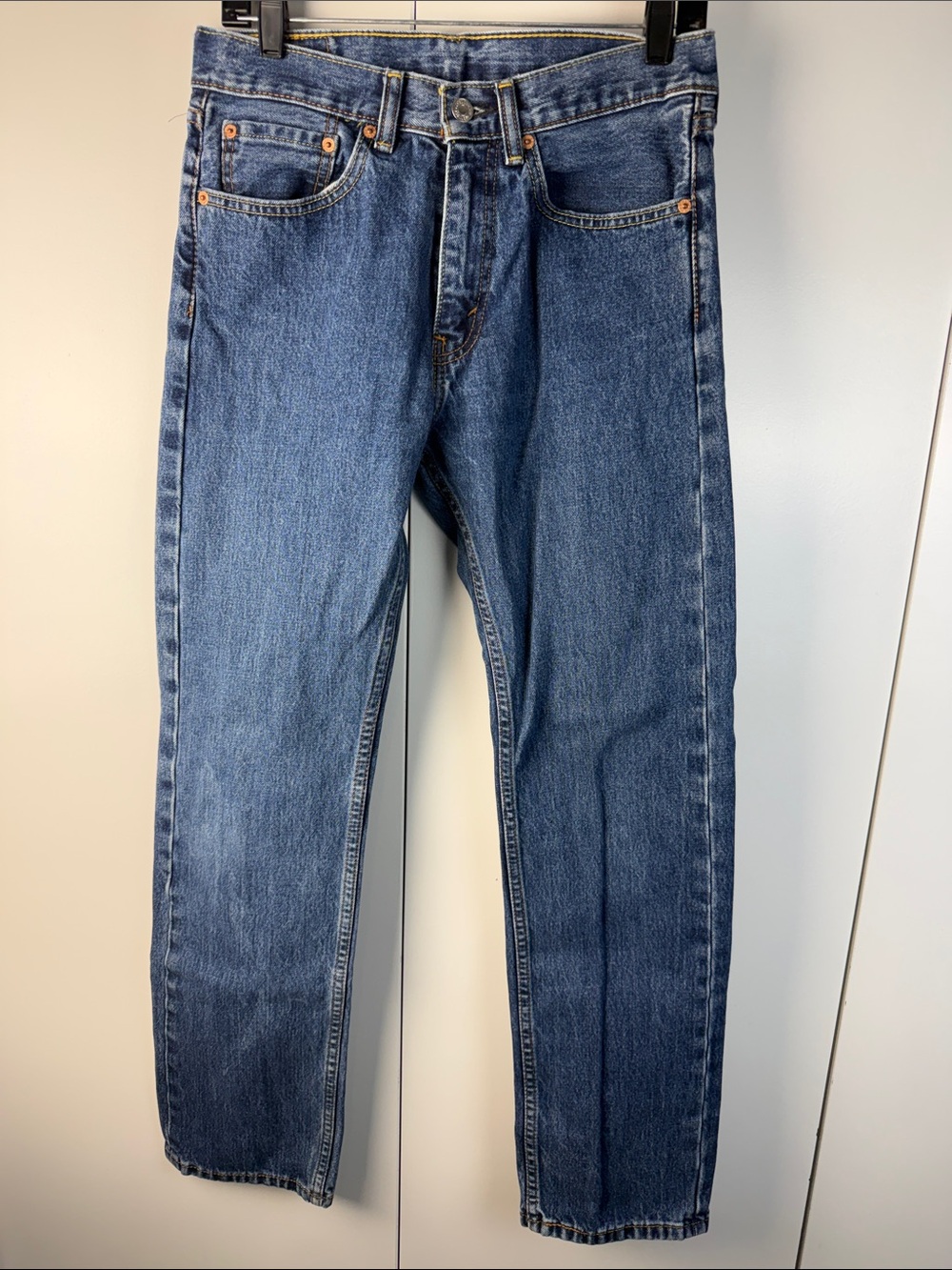 Levi's 505 Straight Fit Dark Blue Denim Jeans W31 L32 EUC vintage